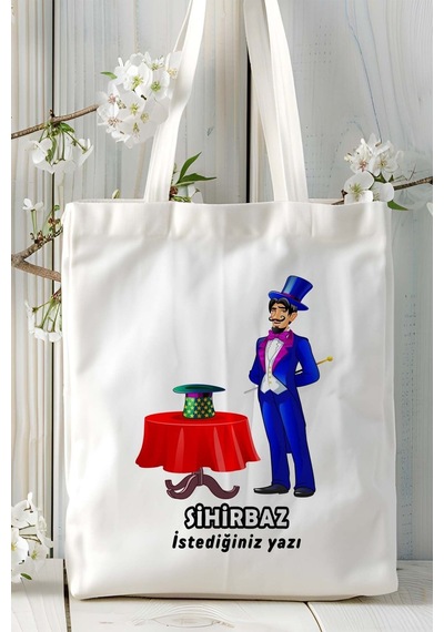 Art Hediye Sihirbaz Baskılı Bez Omuz Çantası Kişiye Özel Model 2 Çok Renkli