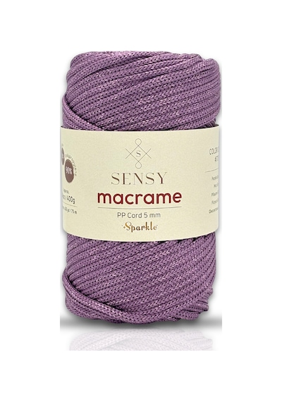 Sensy 5 Mm - Simli 400 Gr Polyester Makrome Ipi Mor 75 M Polyester Makrome Ip Supla Ip Ve Çanta Ipliği