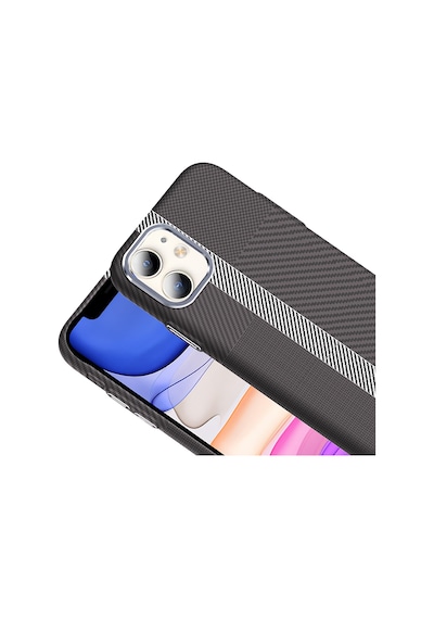 Apple Uyumlu iPhone 11 Kılıf M-safe Şarj Özellikli Karbon Fiber Görünümlü Zore Gros Kapak Lacivert