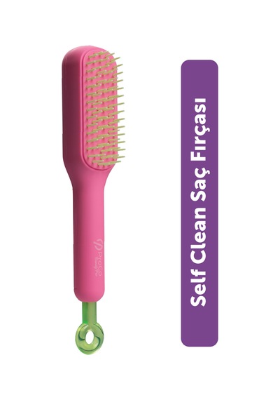 Pro Selfcleanbrush - Saç Açma Tarama Masaj Fırçası- Kendini Temizleyen Saç Fırçası Pembe