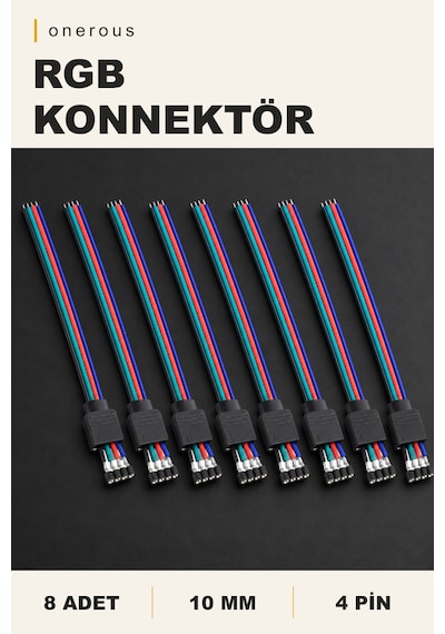 Onerous 8 Adet 4 Pin Dişi Şerit Led Konnektörü 10 Mm Diğer