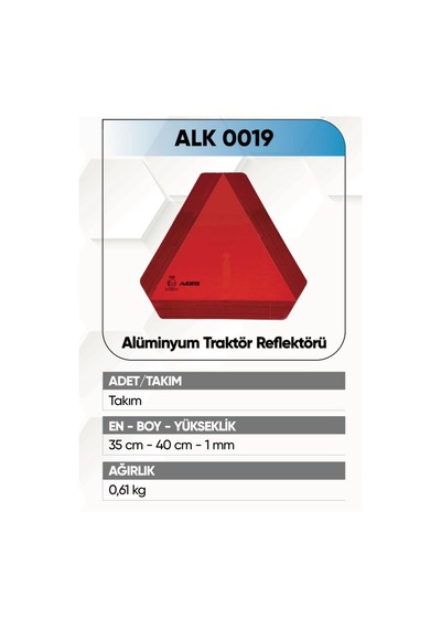 Alkotek Traktör Arka İşaret Reflektör Alüminyum Rr