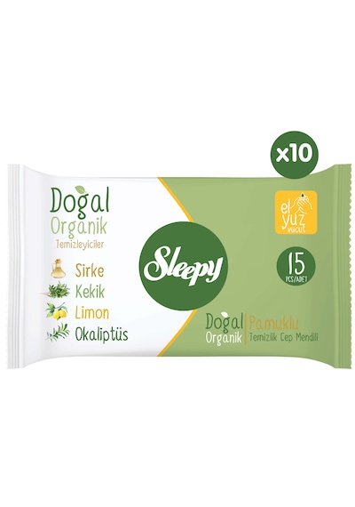 Sleepy Doğal Organik Pamuklu Cep Mendili 10X15
