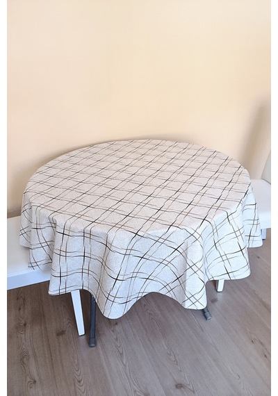 Altı Astarlı Yuvarlak Muşamba Masa Örtüsü -140 Cm Çap-elg31