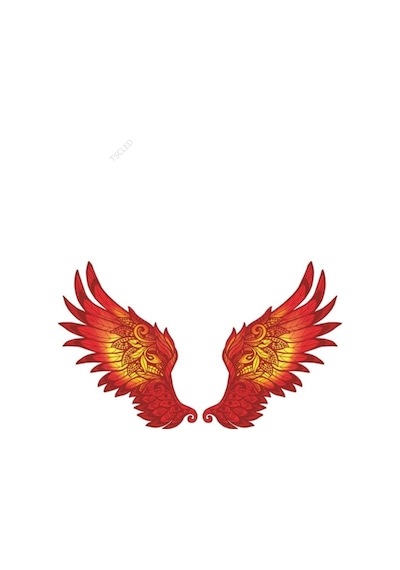 Alevli Kanat Sticker 15Cm