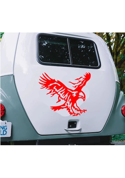 Sticker Dizayn Kartal Sticker - Eagle Beşiktaş Kanatlı Uçan Kartal Sticker - Araba Oto Motosiklet Karavan Cam Sticker - 00326 60x47 Cm