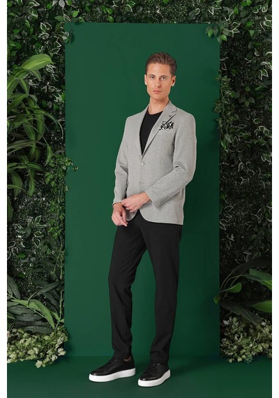 Efor Comfort Fit Kırçıllı Dokuma Pamuklu Casual Gri Ceket C 665 Gri