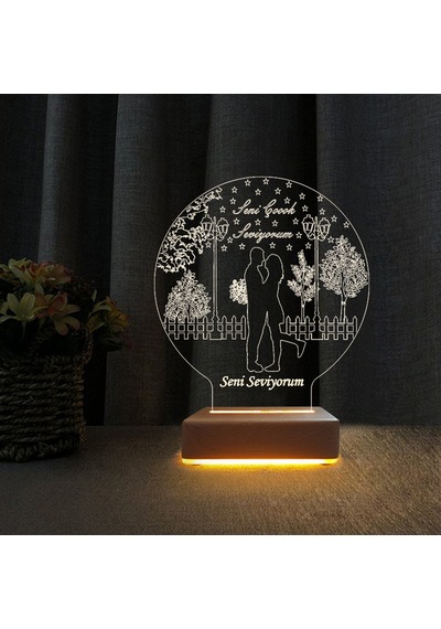 Aşk Bahçesi 3D Led Gece Lambası Seni Çok Seviyorum Yazılı Lamba