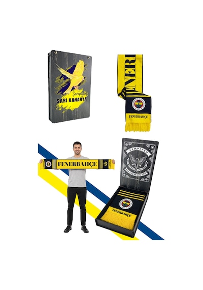 Fenerium Unısex Sarı Lacivert Fenerbahçe Dokuma Atkı Uv Kutu Hediyeli