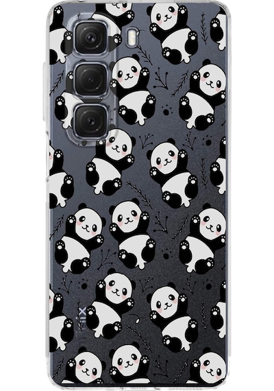 İnfinix Hot 50 Pro İle Uyumlu Panda Baskılı Tasarım Kamera Korumalı Şeffaf Silikon Kılıf Şeffaf