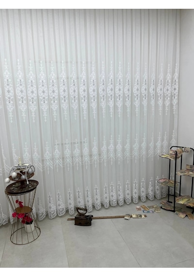Nivemeshome Selen 2895 Gümüş 1/2,5 Pileli Tül Perde Apm Ekru