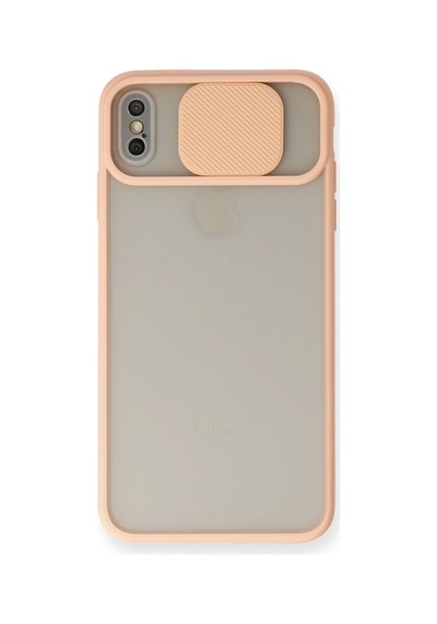 Apple İphone Xs Max Kılıf Palm Buzlu Kamera Sürgülü Silikon - Pembe Düz Renkli