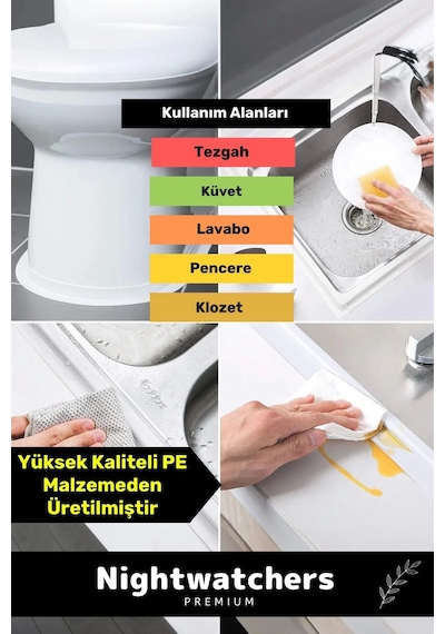 Deluxe Su Geçirmez Sızdırmaz Dayanıklı Lavabo Pvc Yağ Kenar Küf Önleyici 3.2m 4 Adet İzolasyon Bant