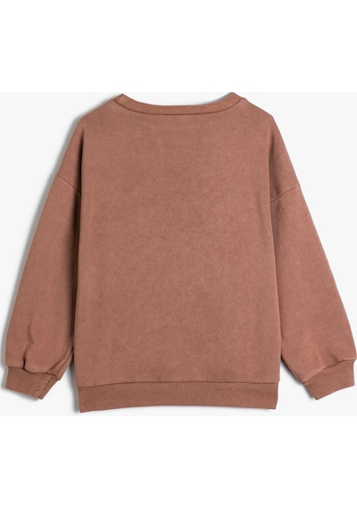 Koton Kaplanlı Sweat Uzun Kollu Bisiklet Yaka Şardonlu Kahverengi 4wkg10740ak 4WKG10740AK546 Kahverengi