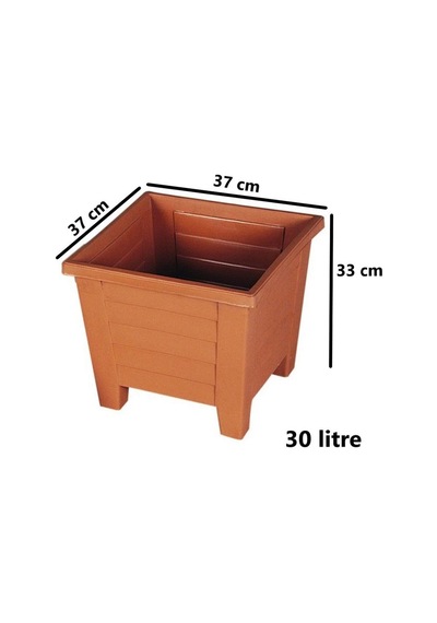 Omnipazar Sy-5848 Dekoratif Plastik Kare Ayaklı Saksı 30 Lt Kiremit 6 Adet 6 Adet