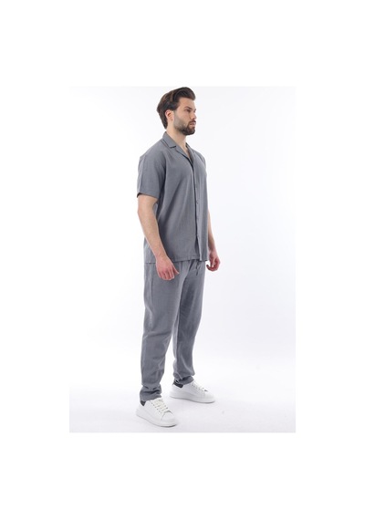 Madmext Füme Over Fit Erkek Gömlek Takım E7303 Füme