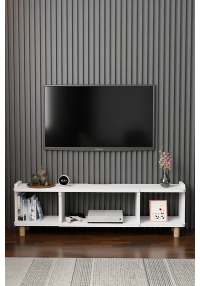 150 Cm Modern Tv Ünitesi Ayaklı Raflı Salon Oturma Odası Dekoratif Televizyon Sehpası Tv Sehpası Beyaz 150 Cm Modern Tv Ünitesi Ayaklı Raflı Salon Oturma Odası Dekoratif Televizyon Sehpası Tv Sehpası Beyaz