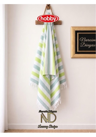 Stripe Yeşil Plaj Hlusu 70x140 - Evori-867117 Renkli