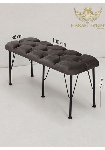 By Hakan Aşkın Metal Ayaklı Babyface Puf & Bench Koyu Füme Baby Face Füme