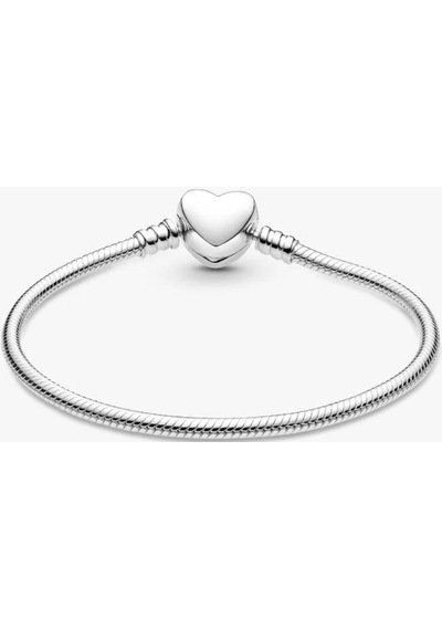 Lunarie Sade Kalp Klipsli Yılan Zincir Charm Bileklik Gümüş