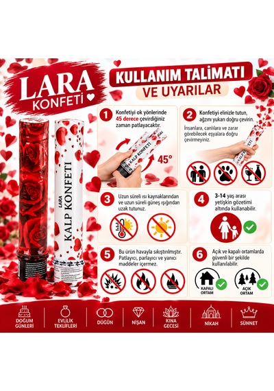 Lara Konfeti - 30 Cm Güllü 3+ Yaş