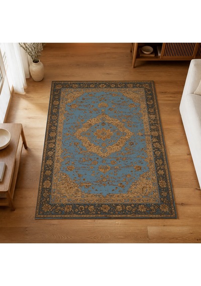 Kartela Halı Novi Halı Jüt Taban Dokuma Halı Mavi - 100 X 150 Cm