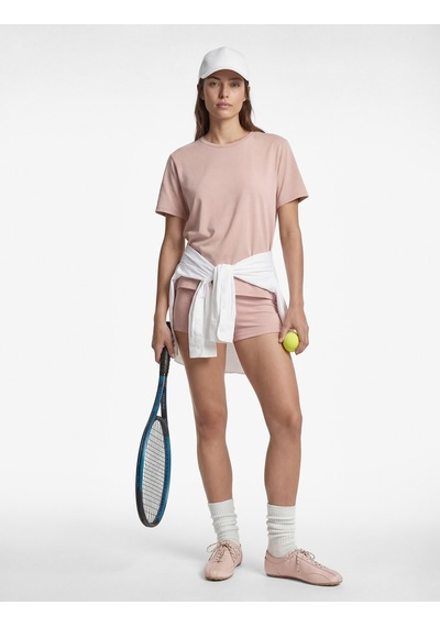 Koton Kısa Kollu Bisiklet Yaka Oversize Spor Tişört Pembe Melanj 6sak10056nk 56x
