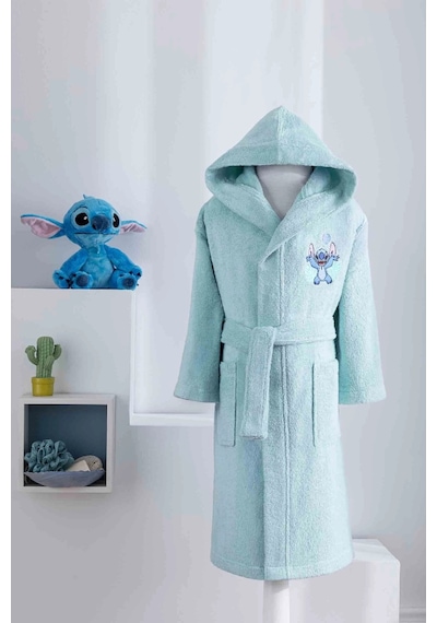 Özdilek Lisanslı Kapüşonlu Çocukbornozu 3/4yaş-stitch P. Suyeşili Su Yeşili