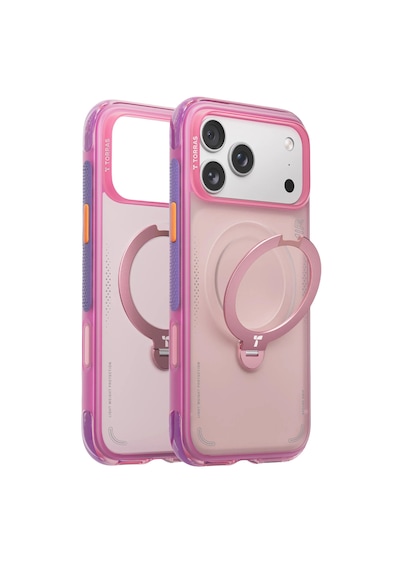 Torras Apple iPhone Uyumlu 17 Pro O Stand Q3 Spin Air Serisi Magsafe Kılıf - Lacivert Pembe