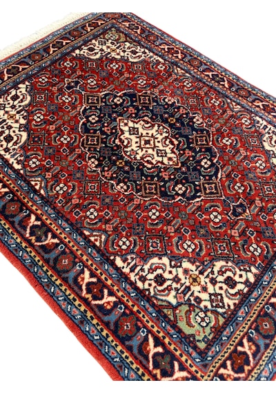 El Dokuması Küçük İran Halısı 66x90 Kırmızı Lacivert Kök Boya %100 Yün Halı