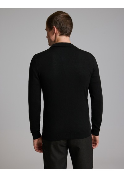 Pierre Cardin Siyah Slim Fit Düğmeli Polo Yaka Basic Triko Kazak 50333894-vr046 Pierre Cardin Siyah Slim Fit Düğmeli Polo Yaka Basic Triko Kazak 50333894-vr046