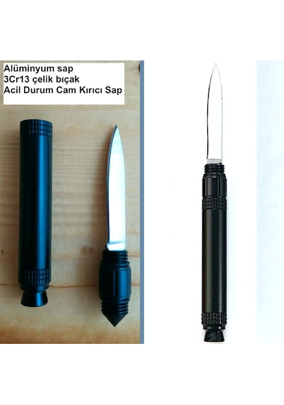 Omeniv Cam Kırıcı Siyah Sap Kamp Çakı Kolye Kamp Bıçak Anahtarlık Outdoor Siyah