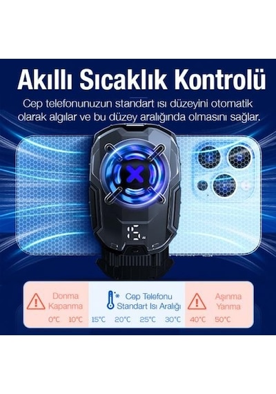 Coofbe 27w Super Akıllı Kasırga Telefon Soğutucu Dijital Göstergeli Akıllı Isı Yalıtım Soğutma Fanı Radyatör