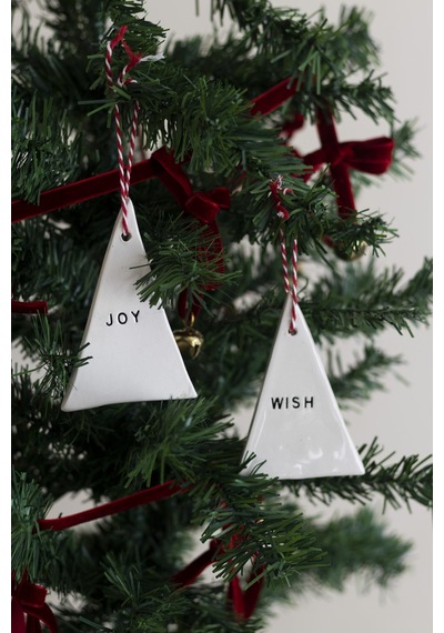 Yılbaşı El Yapımı Seramik 2 Li Çam Ağacı Süsü Joy Wish Beyaz - 304343801