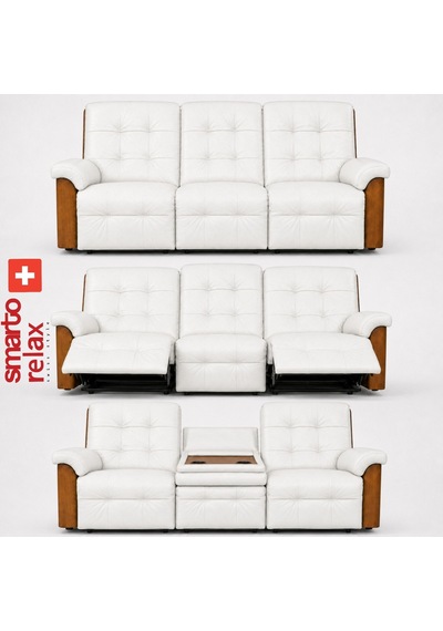 Smarto Relax Berlin 3 Lü Orta Konsollu Bardaklıklı Yatar Ayak Uzatmalı Ergonomik Deri Sinema Tv Koltuğu Beyaz