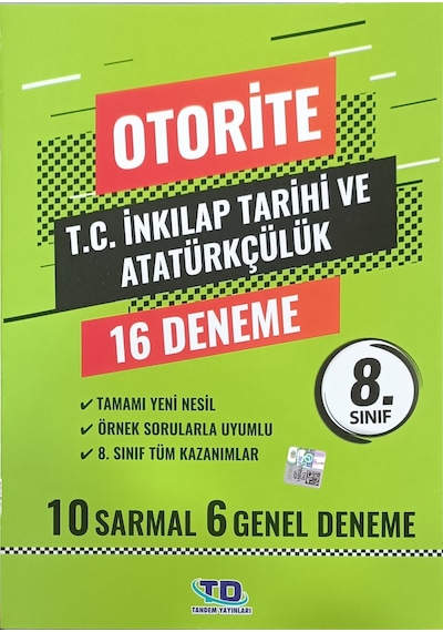 Tandem Yayınları Otorite 8. Sınıf İnkılap Tarihi 16lı Deneme