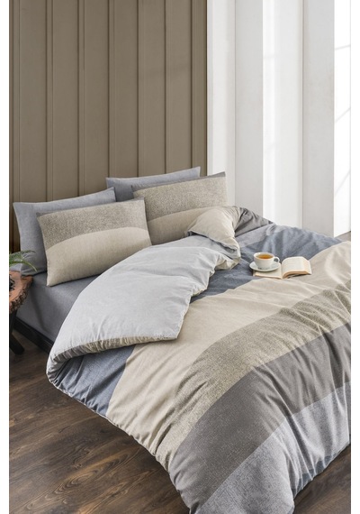 Veramoni Soft Dreams Soft Dreams Çift Kişilik Pamuklu Desenli Nevresim Takımı - Gri