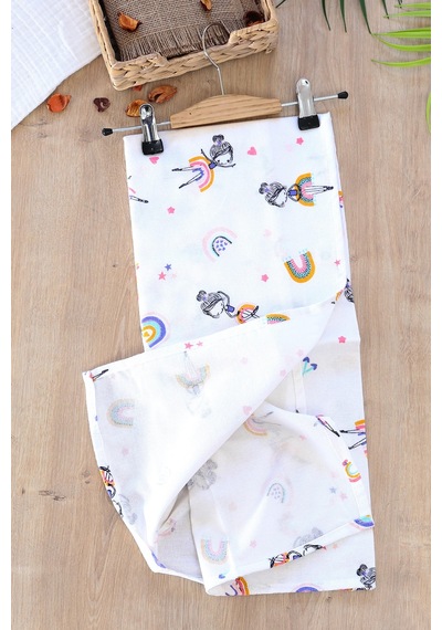 Kız Erkek Bebek Unisex Pazen Kundak Battaniye Stl6595 Beyaz - Fuşya