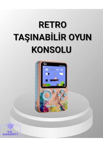 Mini - 524 - Retro Oyun Konsolu 500 Oyunlu 3.0 İnç Ekran Ve - Glblseme - Şarjlı Bat