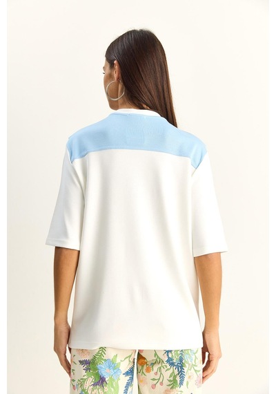 Shade Kadın Şal Detaylı Oversize Basic T-shirt 1094 60286118 - Beyaz-bebe Mavi Beyaz - Mavi Shade Kadın Şal Detaylı Oversize Basic T-shirt 1094 60286118 - Beyaz-bebe Mavi Beyaz - Mavi