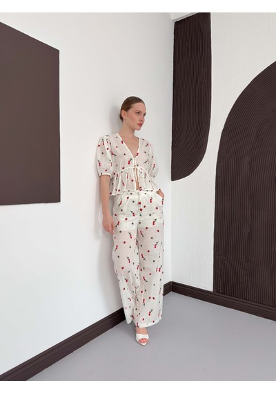 Verymoda Nakışlı Vual Bluz D2885 Kırmızı