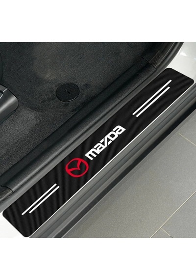 Mazda Logolu Karbon Kapı Eşiği Koruyucu Bant Folyo 4'lü Set