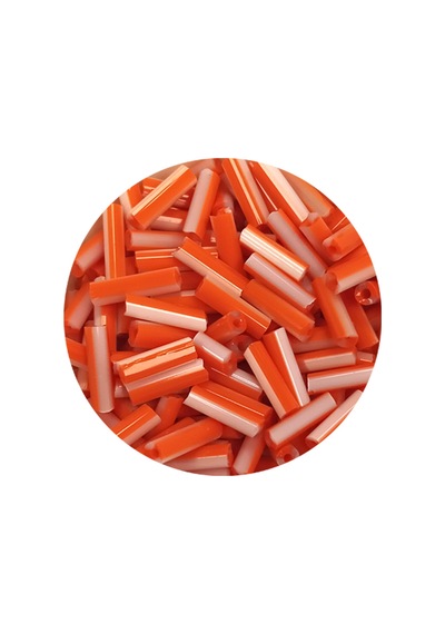 Uzun Boru Kesme Boncuk Çap 2mm Uzunluk 10 Mm - 20 Gram - Turuncu Beyaz - Bnc255