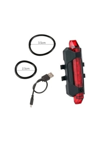 Şarjlı Bisiklet Işığı Led Çok Fonksiyonlu Usb Girişli - Kırmızı