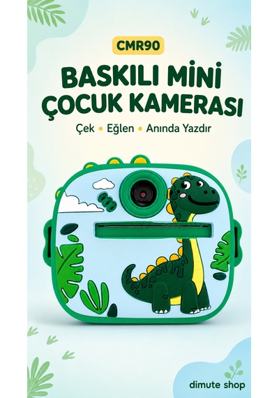 Dimute Shop CMR90 Çocuklar İçin Anında Baskılı 1080p Çift Kameralı Mini Dijital Kamera