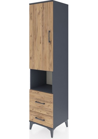 Hyperion Dolap 2 Raflı 2 Çekmeceli Tek Askılı 44x44x195 Antrasit-çam Antrasit