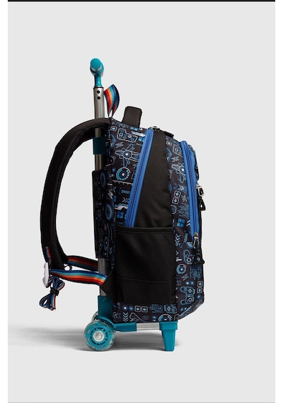 2217-my Polo Anatomik Sırt Yapılı Unisex Işıklı Tekerlekli İlkokul Çantası Siyah