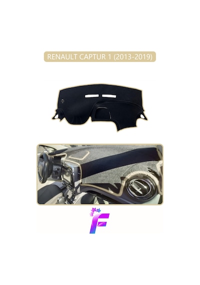 Renault Captur 1 2013-2019 Uyumlu Torpido Örtüsü Yansıma Önleyici Koruma Hızlı Montaj J43