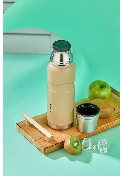 500 Ml Çift Kat Sızdırmaz Paslanmaz Çelik Termos 12 Saat Sıcak, 24 Saat Soğuk Koruma Sarı