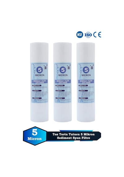 Sumarkt Açık Kasa Su Arıtma Cihazı 10 Inç 5 Mikron Sediment Spun Filtre Toz,tortu Filtre 3 Adet